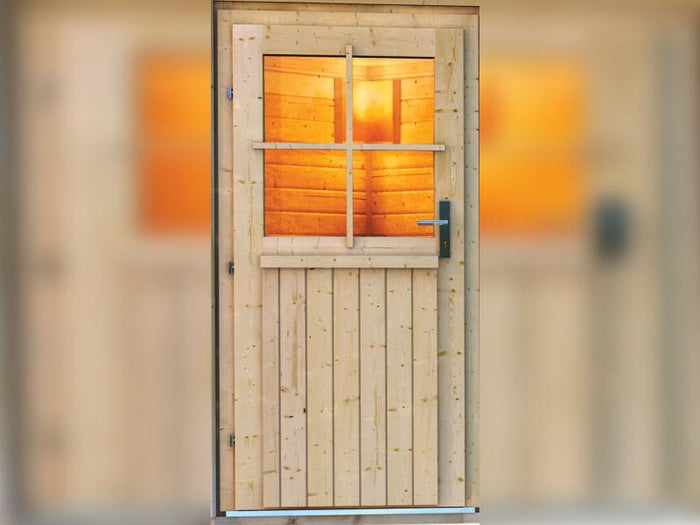 Karibu Saunahaus Skrollan 3 38 mm -ohne Ofen- klassische Tür