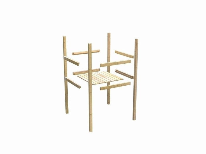 Karibu Spielturm Lotti- Doppelschaukel mit Klettergerüst, Kletterwand und Rutsche in blau