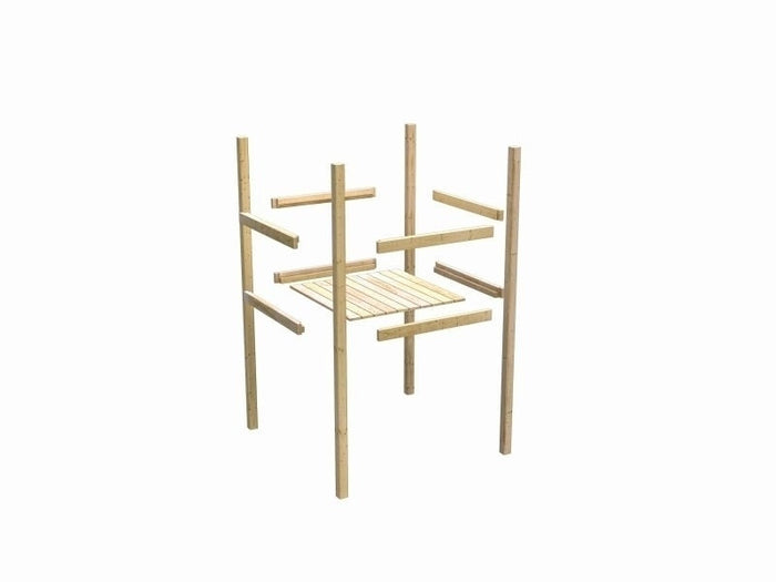 Karibu Spielturm Lotti- Doppelschaukel mit Klettergerüst, Kletterwand und Rutsche in rot