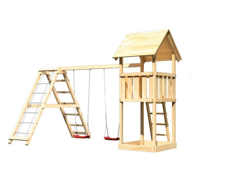 Karibu Spielturm Lotti mit Doppelschaukel inkl. Klettergerüst