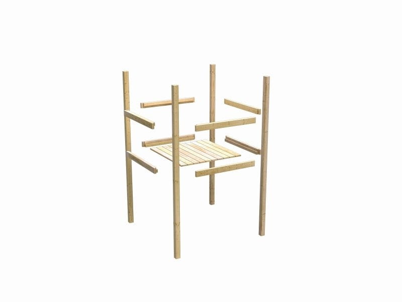 Karibu Spielturm Lotti mit Netzrampe und Rutsche blau