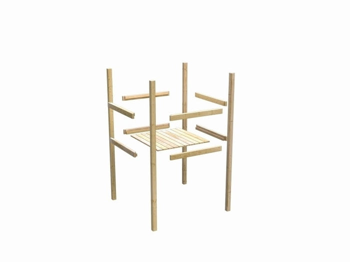 Karibu Spielturm Lotti mit Rutsche in blau und Doppelschaukel inkl. Klettergerüst