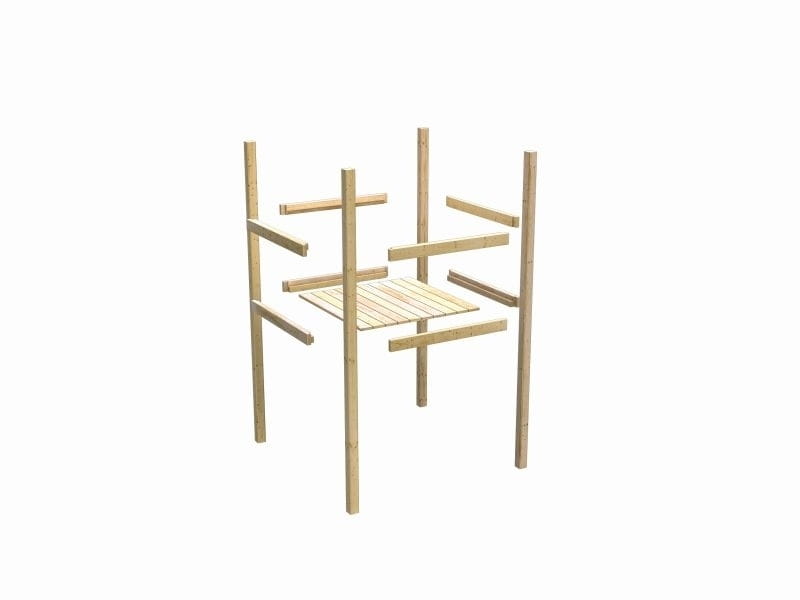 Karibu Spielturm Lotti natur- Anbauplattform- Doppelschaukel inkl. Klettergerüst- Netzrampe