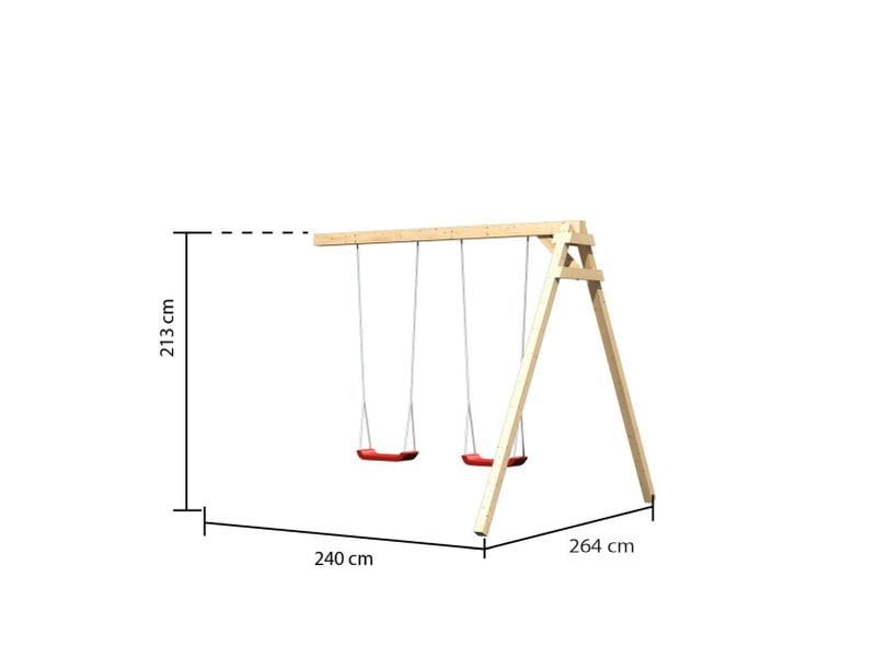 Karibu Spielturm Lotti natur mit Anbauplattform und Doppelschaukel