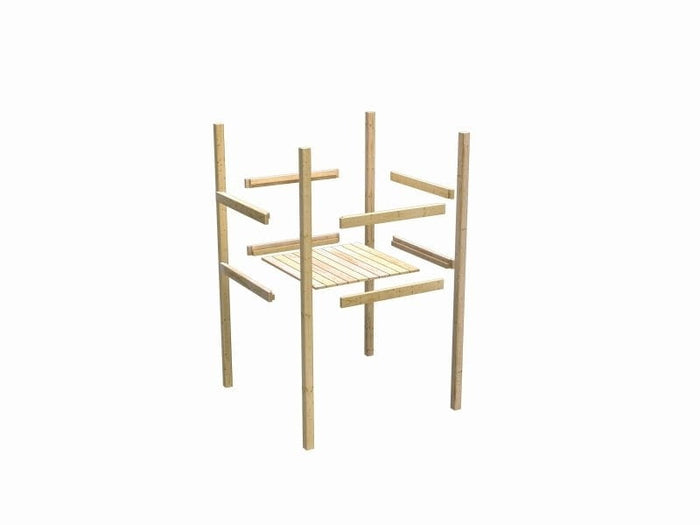 Karibu Spielturm Lotti natur mit Anbauplattform und Kletterwand