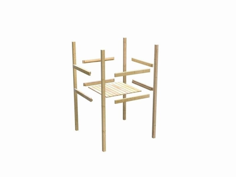 Karibu Spielturm Lotti natur mit Anbauplattform, Kletterwand und Rutsche rot