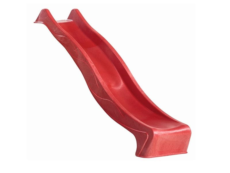 Karibu Spielturm Lotti natur mit Anbauplattform, Kletterwand und Rutsche rot