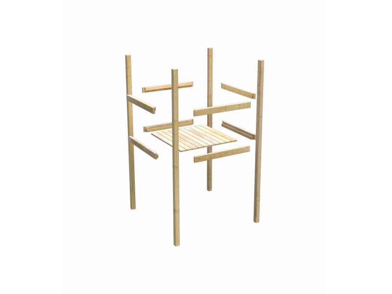 Karibu Spielturm Lotti Satteldach + Rutsche blau + Doppelschaukel Klettergerüst + Anbauplattform + K