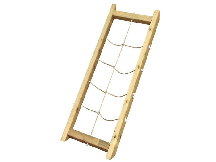 Karibu Spielturm Lotti Satteldach + Rutsche blau + Doppelschaukel + Anbauplattform + Netzrampe