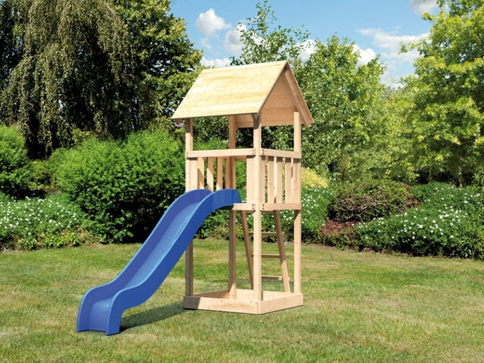 Karibu Spielturm Lotti Set mit Wellenrutsche in blau