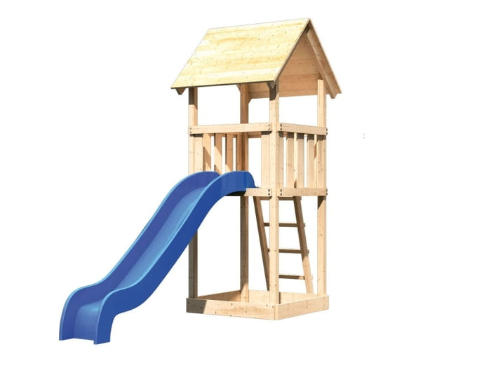 Karibu Spielturm Lotti Set mit Wellenrutsche in blau