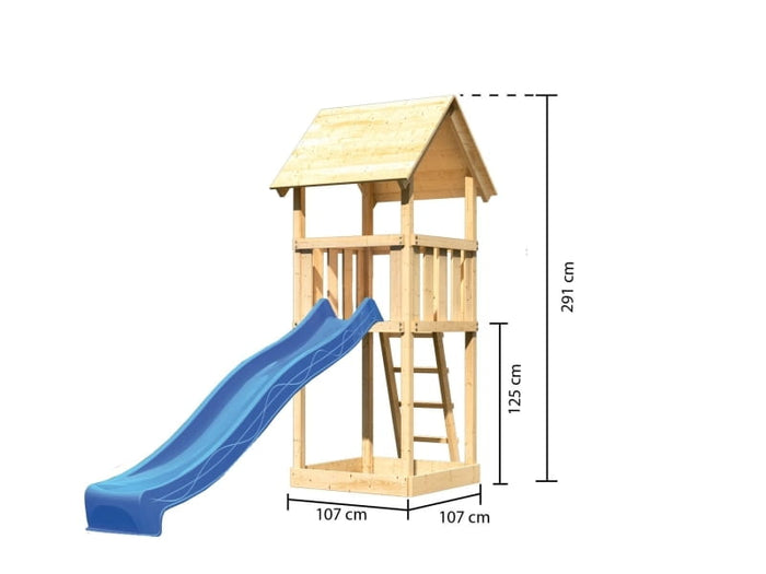 Karibu Spielturm Lotti Set mit Wellenrutsche in blau