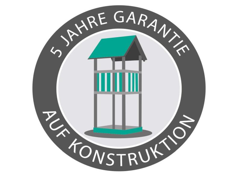 Karibu Spielturm Luis Satteldach + Rutsche rot + Doppelschaukel + Netzrampe