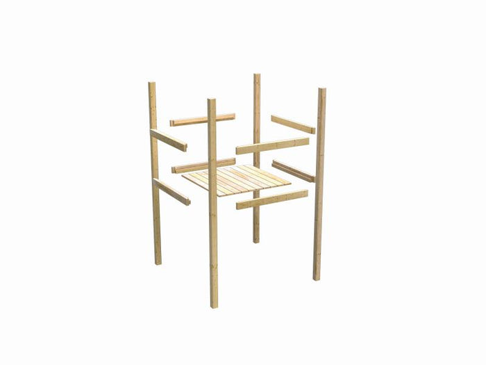 Karibu Spielturm Luis Satteldach + Doppelschaukelanbau Klettergerüst + Netzrampe