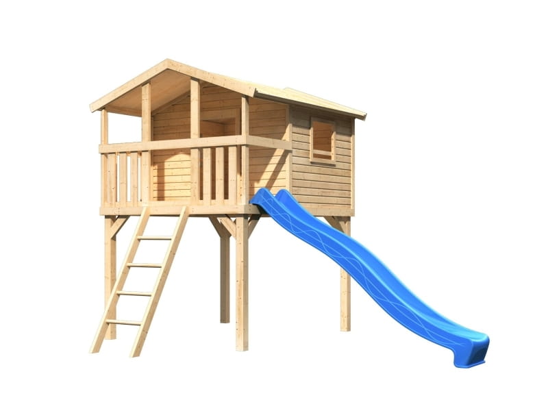 Karibu Stelzenhaus Benjamin natur mit Rutsche in blau
