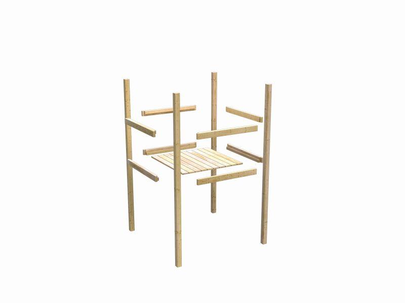 Karibu Stelzenhaus Benjamin naturbelassen + Rutsche blau + Holzrampe