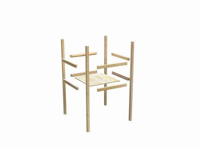 Karibu Stelzenhaus Benjamin terragrau + Rutsche rot + Holzrampe