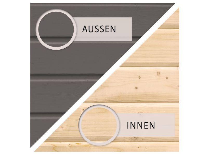 Karibu Stelzenhaus Benjamin terragrau + Rutsche rot + Holzrampe