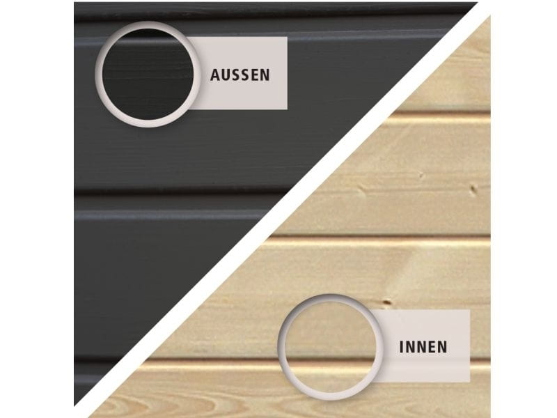 Karibu Stelzenhaus Benjamin terragrau mit Netzrampe und Rutsche in rot