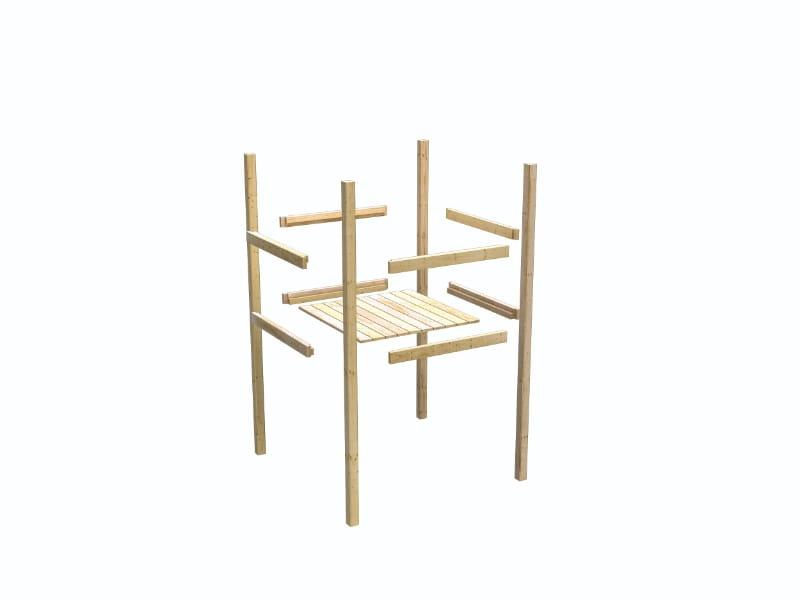 Karibu Stelzenhaus Fidel grau + Rutsche blau + Doppelschaukelanbau + Klettergerüst und Netzrampe