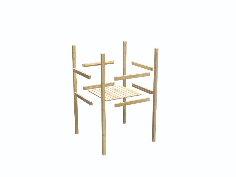 Karibu Stelzenhaus Fidel in grau + Rutsche rot + Doppelschaukelanbau