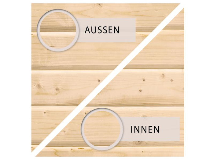 Karibu Stelzenhaus Fidel naturbelassen + Rutsche blau + Netzrampe