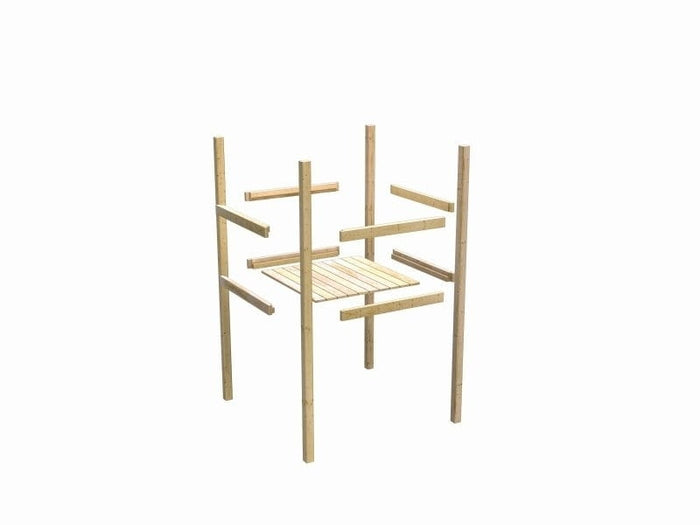 Karibu Stelzenhaus Fidel naturbelassen + Rutsche blau + Netzrampe