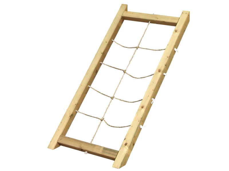 Karibu Stelzenhaus Frieda + Doppelschaukelanbau Klettergerüst + Netzrampe