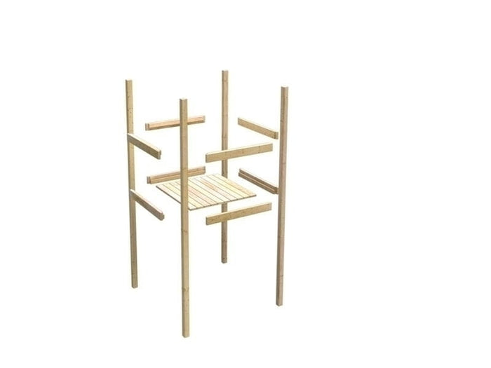 Karibu Stelzenhaus Frieda + Rutsche blau + Doppelschaukel + Anbauplattform + Kletterwand