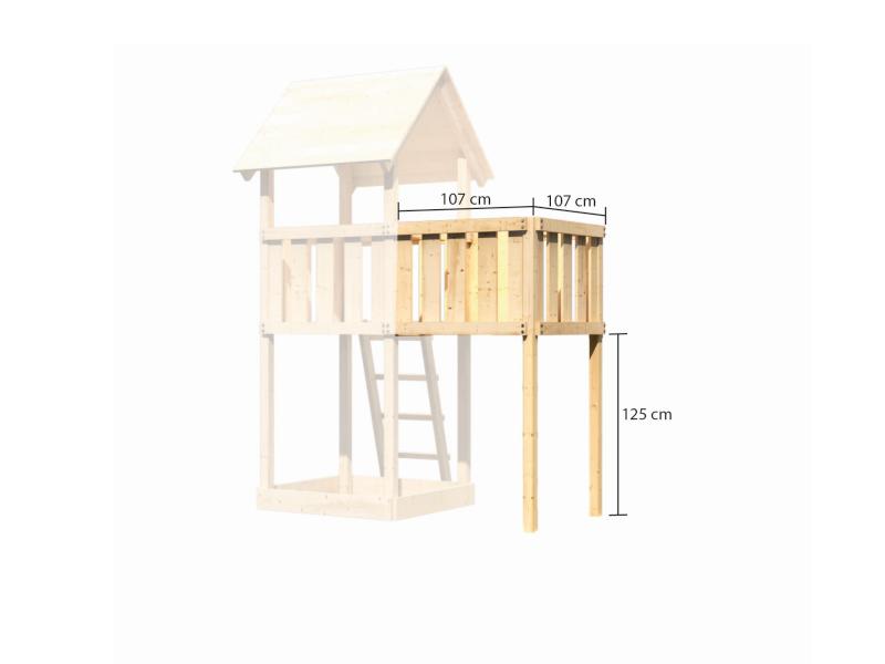 Karibu Stelzenhaus Frieda + Rutsche blau + Doppelschaukel + Anbauplattform