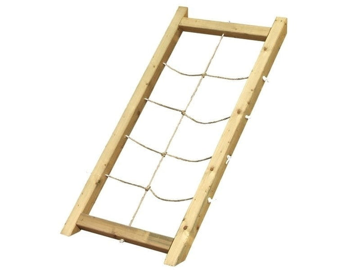 Karibu Stelzenhaus Frieda + Rutsche rot + Doppelschaukel + Anbauplattform + Netzrampe