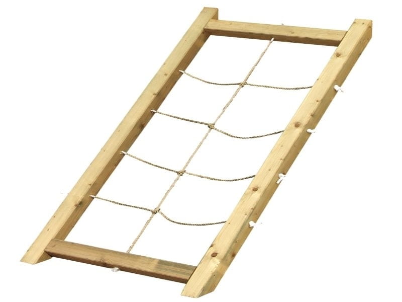 Karibu Stelzenhaus Frieda + Rutsche rot + Doppelschaukel mit Klettergerüst + Netzrampe