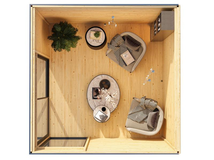 Karibu Studio Dice 1 natur 38 mm,  inkl. Fußboden und selbstklebende Dachfolie