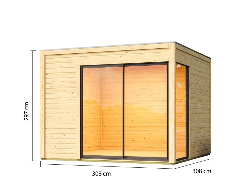 Karibu Studio Dice 1 natur 38 mm,  inkl. Fußboden und selbstklebende Dachfolie