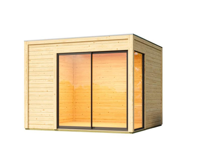 Karibu Studio Dice 1 natur 38 mm,  inkl. Fußboden und selbstklebende Dachfolie