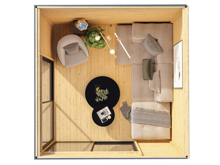 Karibu Studio Dice 3 natur 38 mm, inkl. Fußboden und selbstklebende Dachfolie