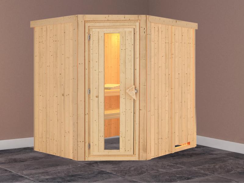 Lilja - Karibu Sauna Plug & Play ohne Ofen - ohne Dachkranz - Energiespartür