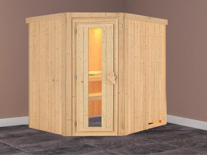 Lilja - Karibu Sauna Plug & Play ohne Ofen - ohne Dachkranz - Energiespartür