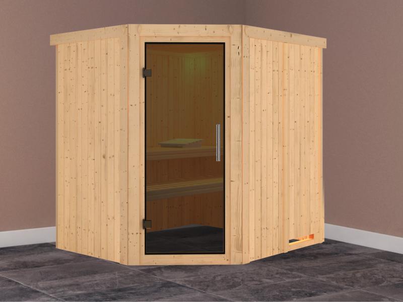 Lilja - Karibu Sauna Plug & Play ohne Ofen - ohne Dachkranz - Moderne Saunatür