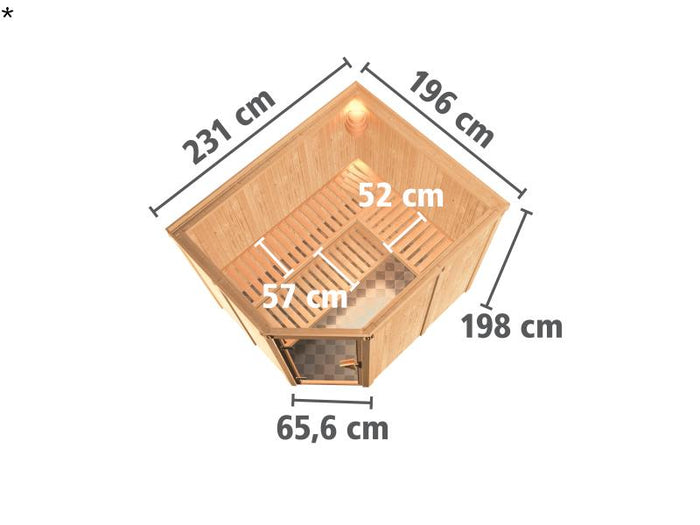 Malin - Karibu Sauna inkl. 9-kW-Bioofen - ohne Dachkranz -