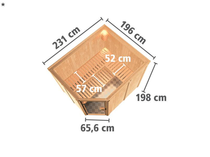 Malin - Karibu Sauna inkl. 9-kW-Ofen - ohne Dachkranz -