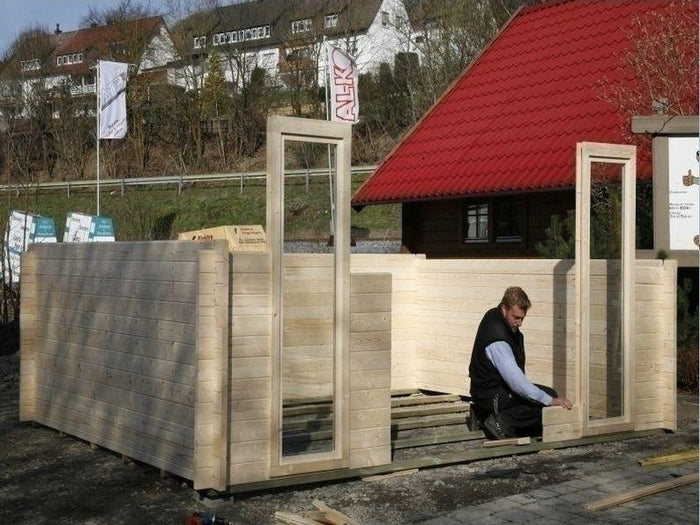 Montage für Askola 3 im Set mit Anbaudach 2,80 m Breite und 19 mm Rückwand