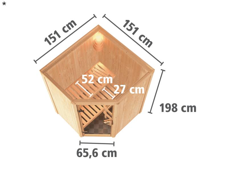 Nanja - Karibu Sauna Plug & Play ohne Ofen - ohne Dachkranz -