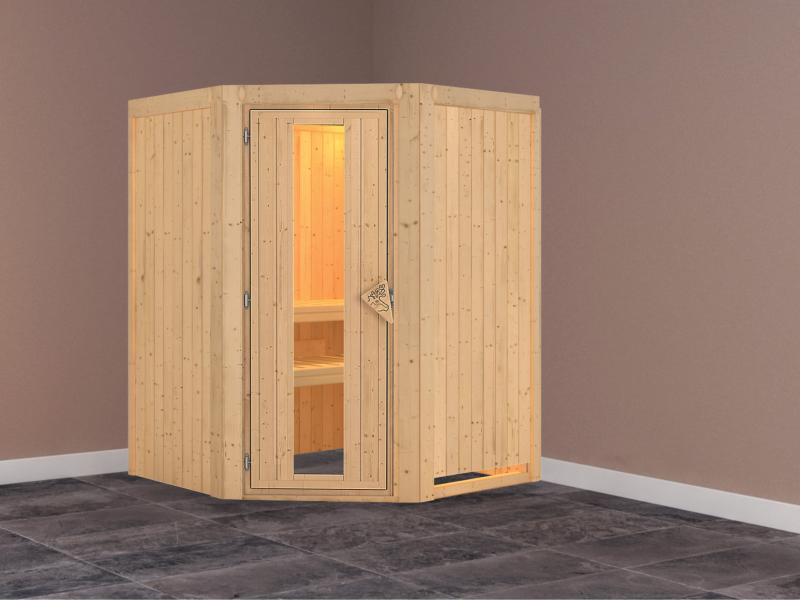 Nanja - Karibu Sauna Plug & Play ohne Ofen - ohne Dachkranz - Energiespartür