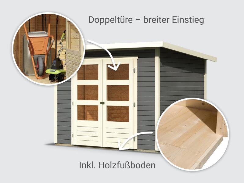 Osb smart choice Gartenhaus Stegen 3 terragrau inkl. Fußboden