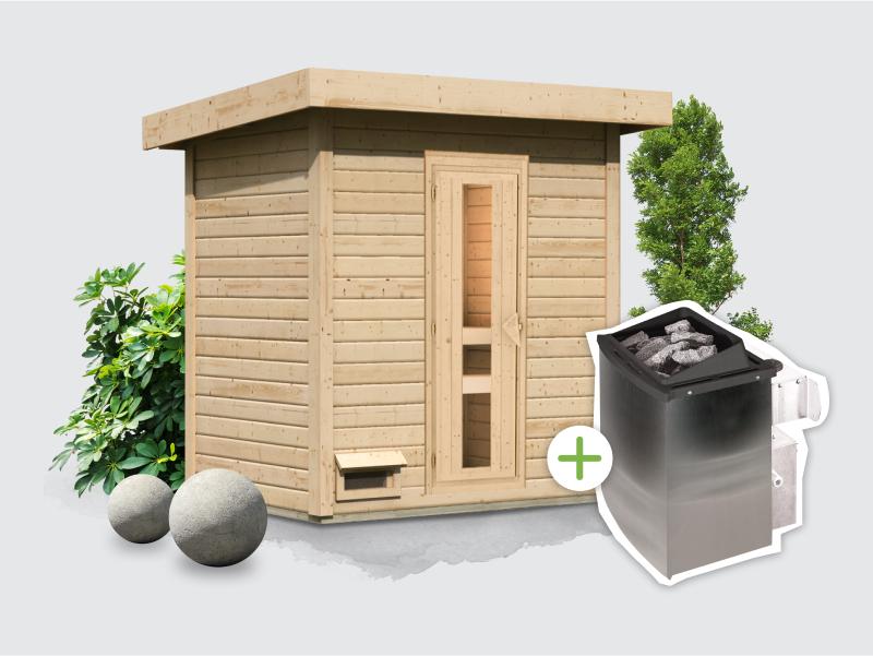 Osb smart choice Saunahaus Hella 1  38 - inkl. 9 kW Ofen integr. Steuerung - inkl. Dacheindeckung un