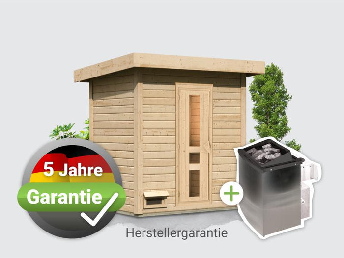 Osb smart choice Saunahaus Hella 1  38 - inkl. 9 kW Ofen integr. Steuerung - inkl. Dacheindeckung un