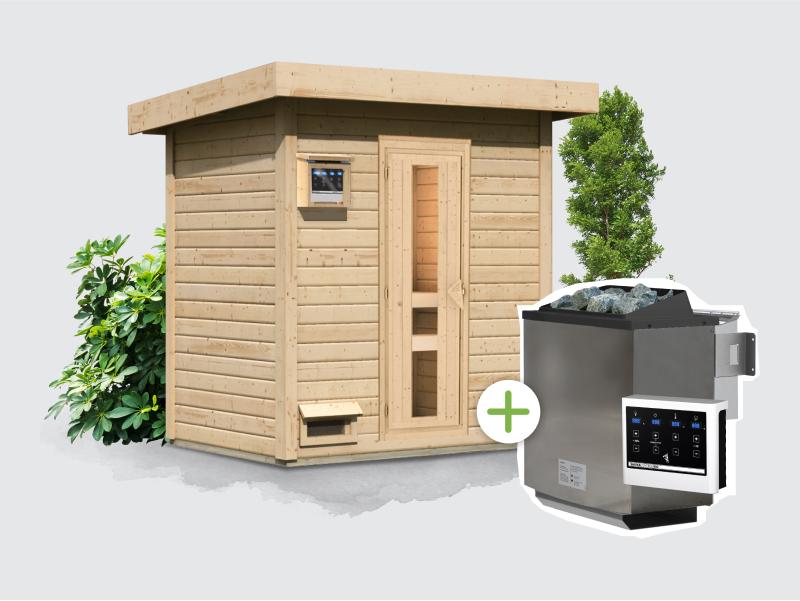 Osb smart choice Saunahaus Hella 1  38 mm - inkl. 9 kW Bioofen ext. Steuerung - inkl. Dacheindeckung