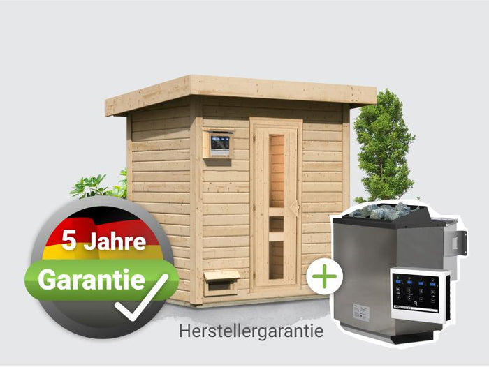 Osb smart choice Saunahaus Hella 1  38 mm - inkl. 9 kW Bioofen ext. Steuerung - inkl. Dacheindeckung