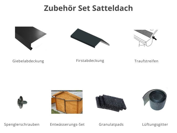 Zubehör Set für Karibu Gartenhaus Talkau 6 in terragrau 28 mm